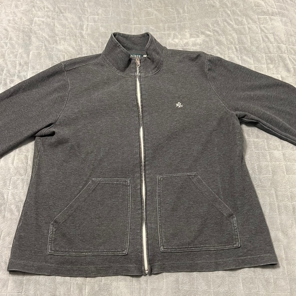 Lauren Ralph Lauren Gray Zip-Up Jacket - Picture 2 of 8